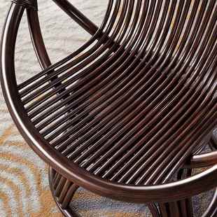 腾0J藤椅ESG阳台家用闲椅天然休子真藤藤编旋转椅滕椅老人椅靠背