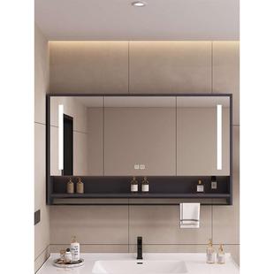 cs智能实木浴室镜柜卫生间壁挂墙式带灯梳妆镜子带置物架一体储物