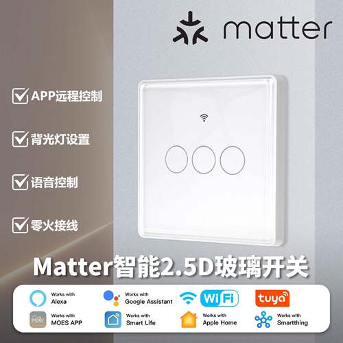 涂鸦Matter智能开关面板homekit智能语音控制家用灯控定时零火