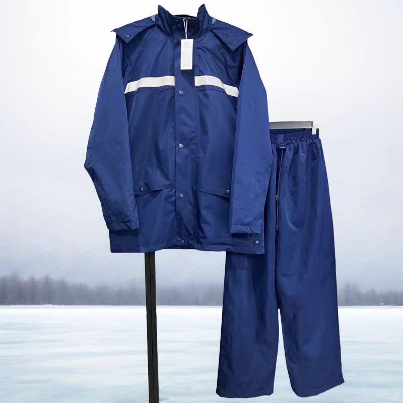 正品火焰蓝两件式雨衣雨裤套装蓝色可携式雨衣雨裤抢险救援雨衣带