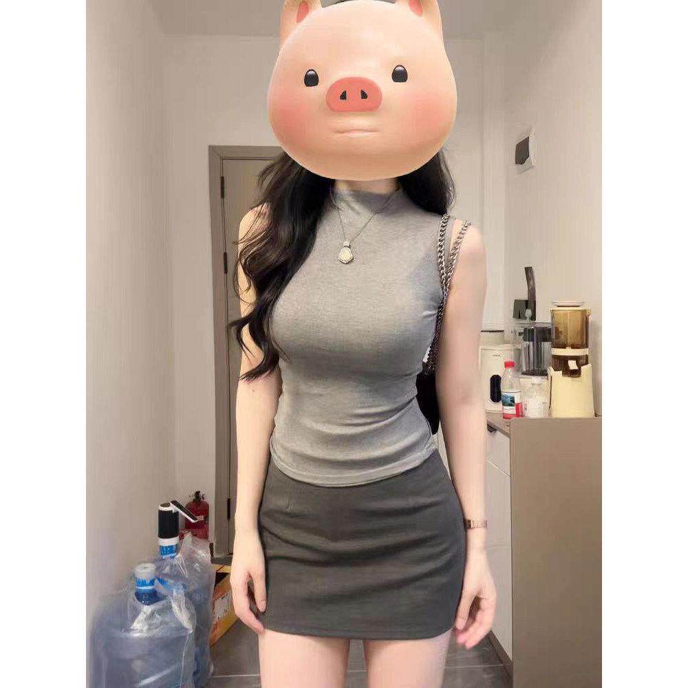 夏季新灰色丰胯半裙短裙女高腰显瘦短款包臀裙a字裙小个子半身裙