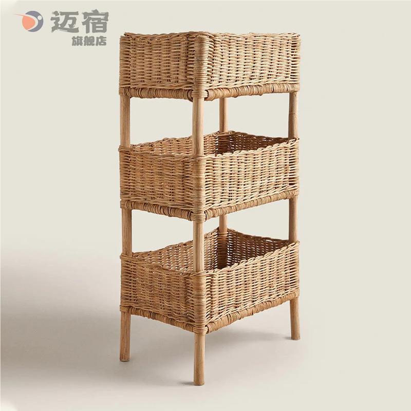 CALM天然藤编置物架整理架Jellycat收纳架收纳筐储物篮竹筐可水洗