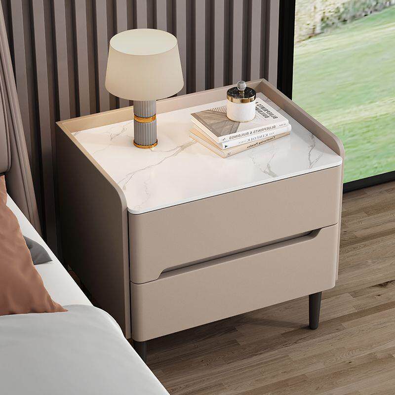 实木床头柜家用小型轻奢卧室现代简约床边柜新款岩板收纳柜客厅柜