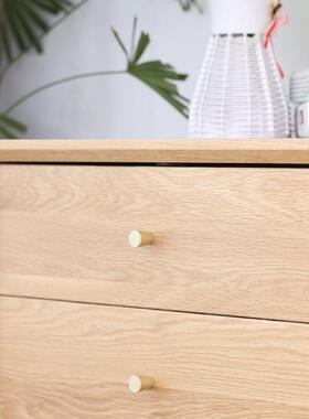 白橡木卧YCI室家具储物柜柜铜把手二斗价纯全实木云床端头柜厂直