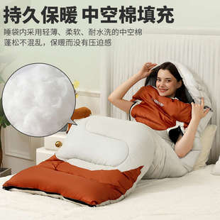 可伸手睡袋户外秋冬季露营野营睡袋成人加厚防潮保暖室内被子两用