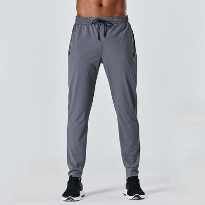 Sports pants men's thin ice silk zipper fitness drawstring