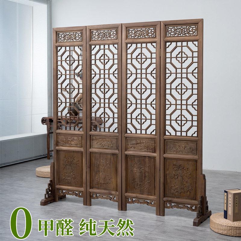 复古屏风隔断客厅玄关彷古做旧中式实木折叠可移动高端入户门遮挡