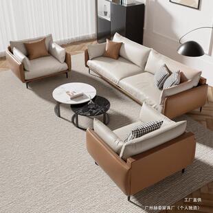 厅办公会沙发意式 三人位简约商休闲客接待室客沙发务茶CMP几组合