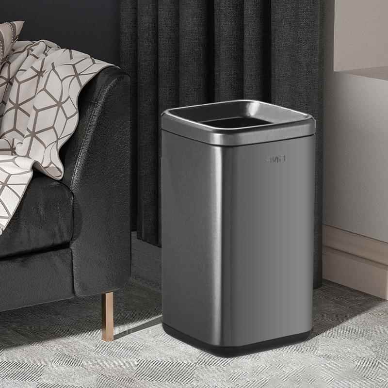 不间钢LHS锈垃圾桶家用客厅厨房创意商无盖方形窄卫生办公室用轻