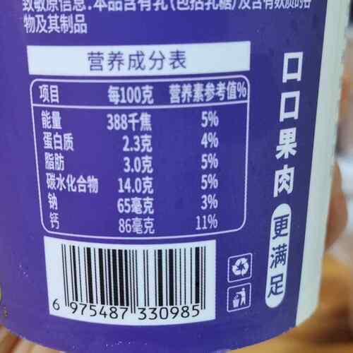 嚼养冰酸奶300克草莓蓝莓黑加仑果粒风味酸乳 冷藏口感更佳零食