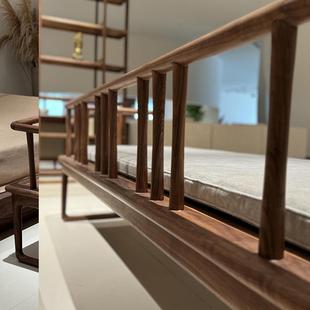 客家用简约实 945新款 ?新厅式 床北美黑胡桃木罗汉贵妃中榻202SZMJ