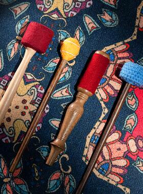 纯手工满月颂钵敲棒钵锤音钵棒槌尼泊尔配件羊毛毡棉布棒颂钵敲棒