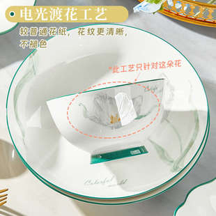 釉下彩陶瓷餐具小清新饭碗菜盘圆盘方盘组合 盘子家用菜盘2025新款