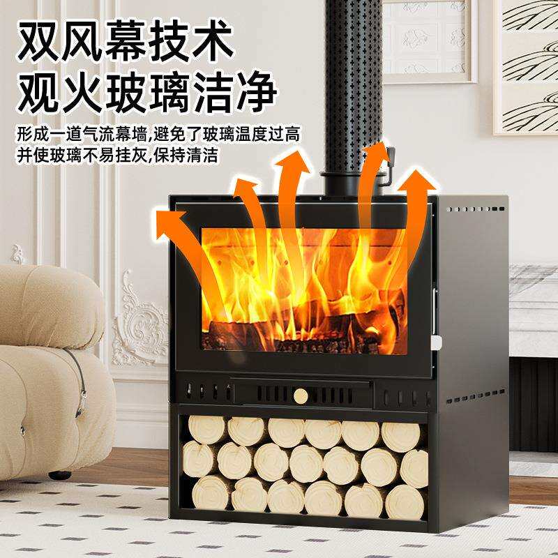 新型真火燃木壁炉冬天取暖木柴室内客厅欧式取暖炉柴火壁炉真火炉