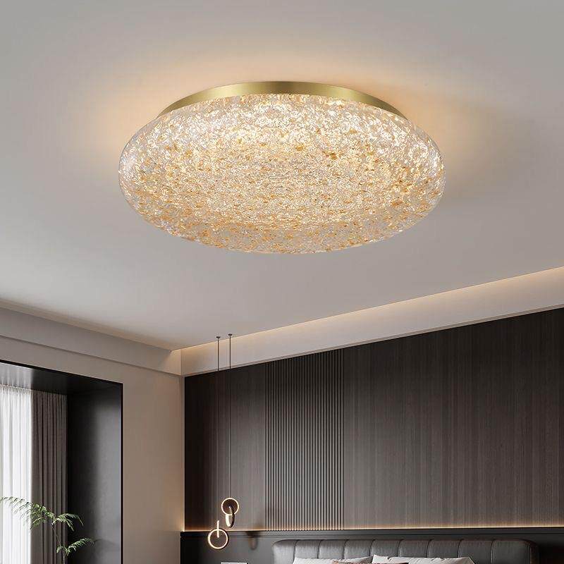 卧室灯全铜轻奢北欧简约现代圆形铂金树脂过道主卧书房护眼吸顶灯