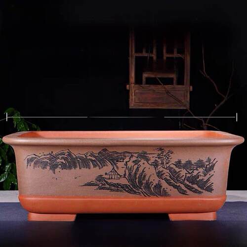 特大长方形紫砂花盆 花卉绿植老桩庭院客厅 有孔无孔上水石盆景