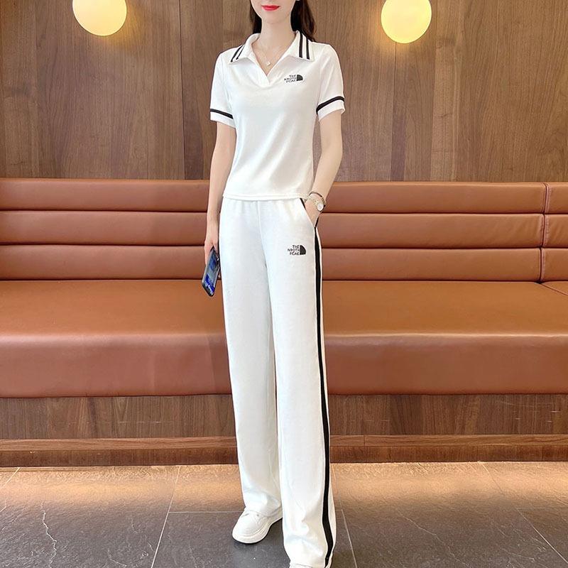 时尚休闲运动套装夏装女2025新款洋派减龄气质显瘦短袖长裤两件套