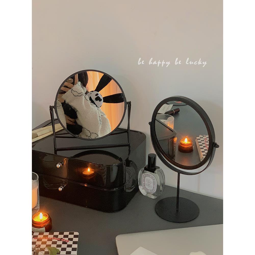高颜值ins风小镜子化妆镜桌面可立学生家用台式梳妆镜宿舍单面镜
