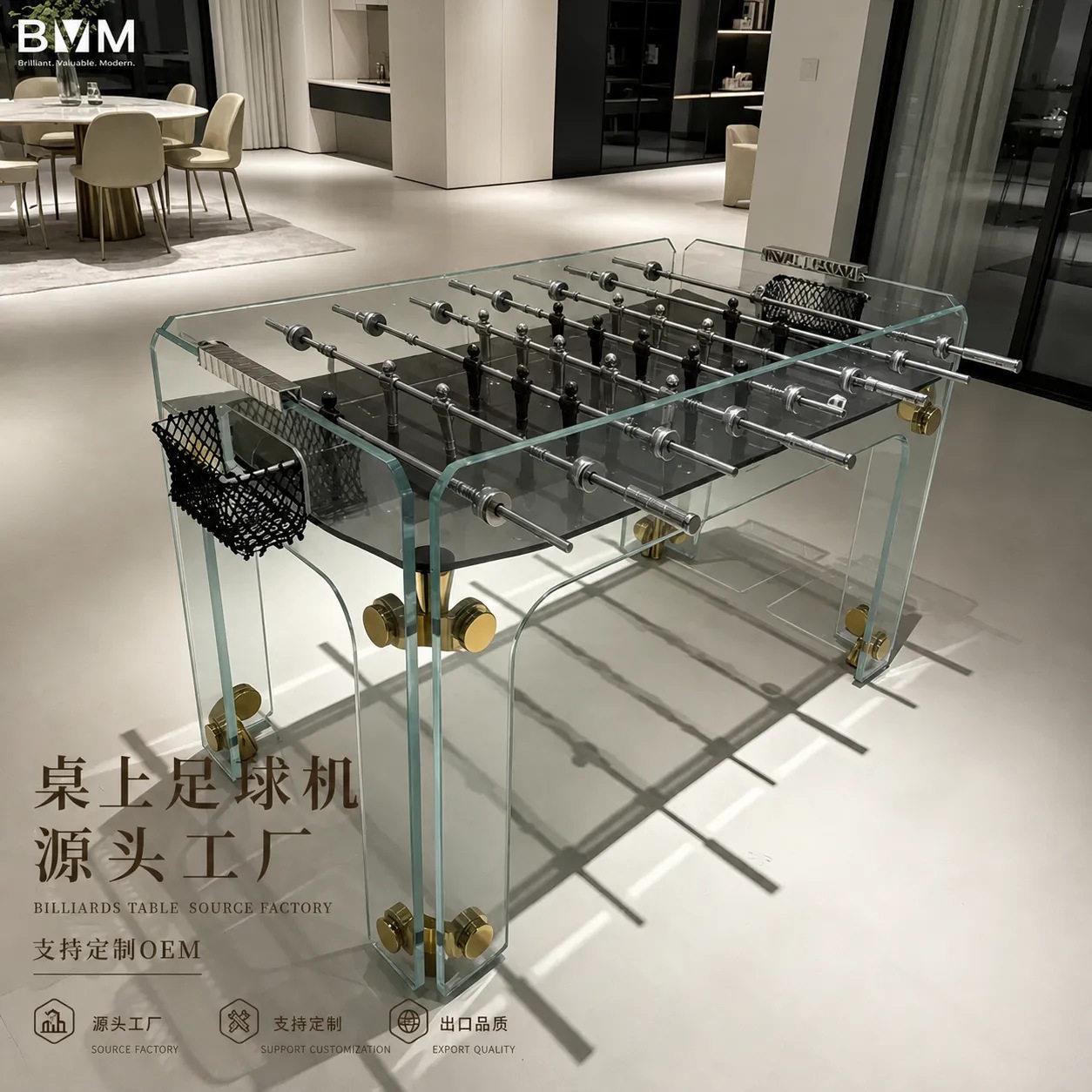 bvm莱茵透明水晶钢化玻璃桌上足球机亚克力标准成人8杆桌上足球台
