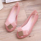 女雨天凉鞋 平底浅口沙滩鞋 包头软胶鞋 水晶果冻鞋 透明防水塑料雨鞋