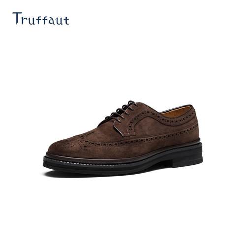 高档ruff比aut手工布洛克雕德鞋男休闲皮鞋T反绒皮花真皮英伦商务