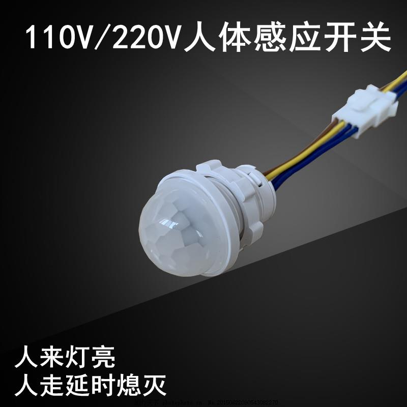 110V/220V小型人体感应开关LED灯红外感应模块头智能延时楼道衣柜