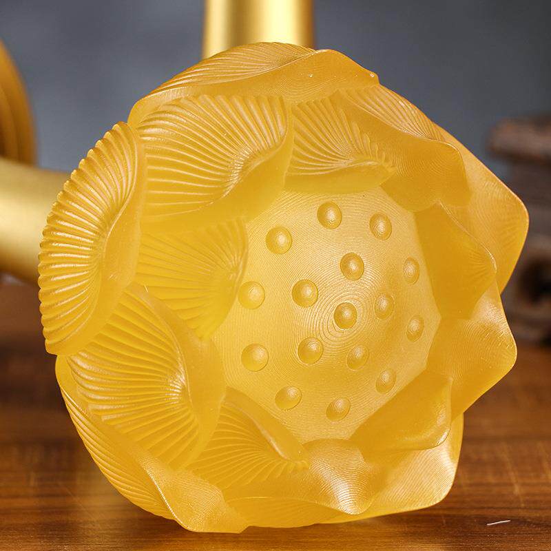 厂家直供琉璃莲花灯家居充电琉璃灯合金莲花灯长明灯佛前供灯