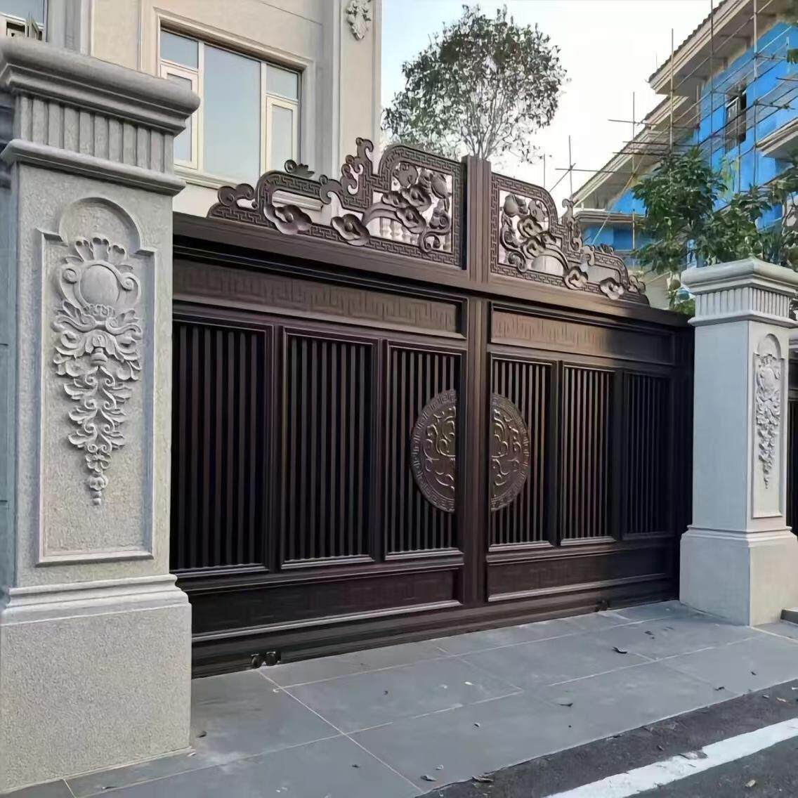 铝艺大门别墅对开门庭院门铝合金中式欧式推拉门农村院子电动大门