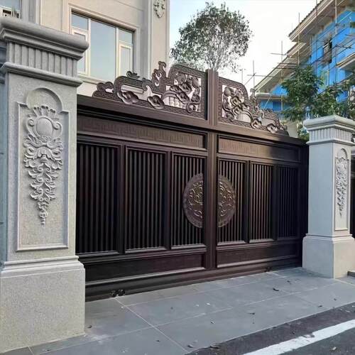 铝艺大门别墅对开门庭院门铝合金中式欧式推拉门农村院子电动大门