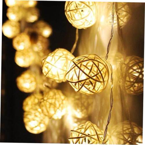 20 led warm white rattan ball string fairy lights for xmas w