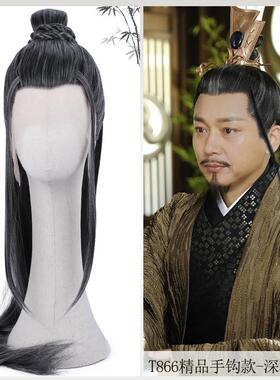高档古风男士黑色长发整顶假套古装侠客书生假钩发c发os士手头套
