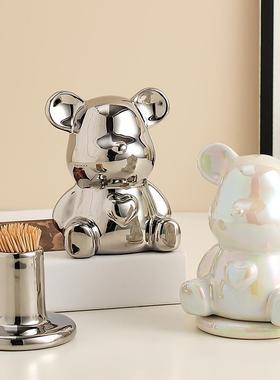 电视柜上的装饰品摆件高级感客厅陶瓷牙签盒家用高档个性创意轻奢