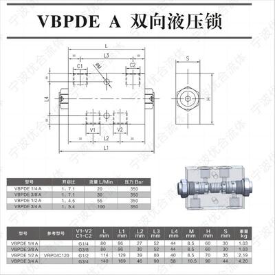 管式液压锁 单向支腿锁 油缸保压阀 螺纹连接VRDE VBPSE
