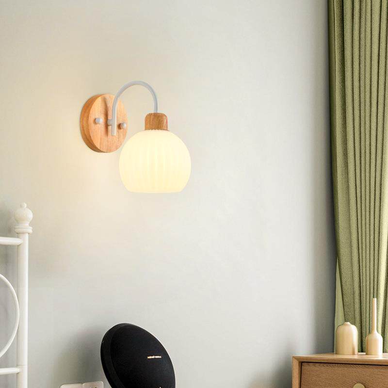 奶油风卧室床头灯壁灯北欧温馨南瓜儿童房灯客厅电视背景墙小吊灯