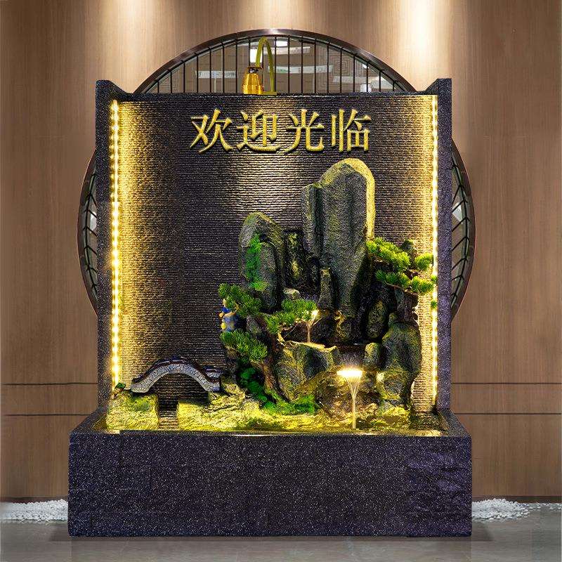 大型水幕墙屏风家用客厅玄关瀑布户外庭院创意水景隔断流水墙摆件