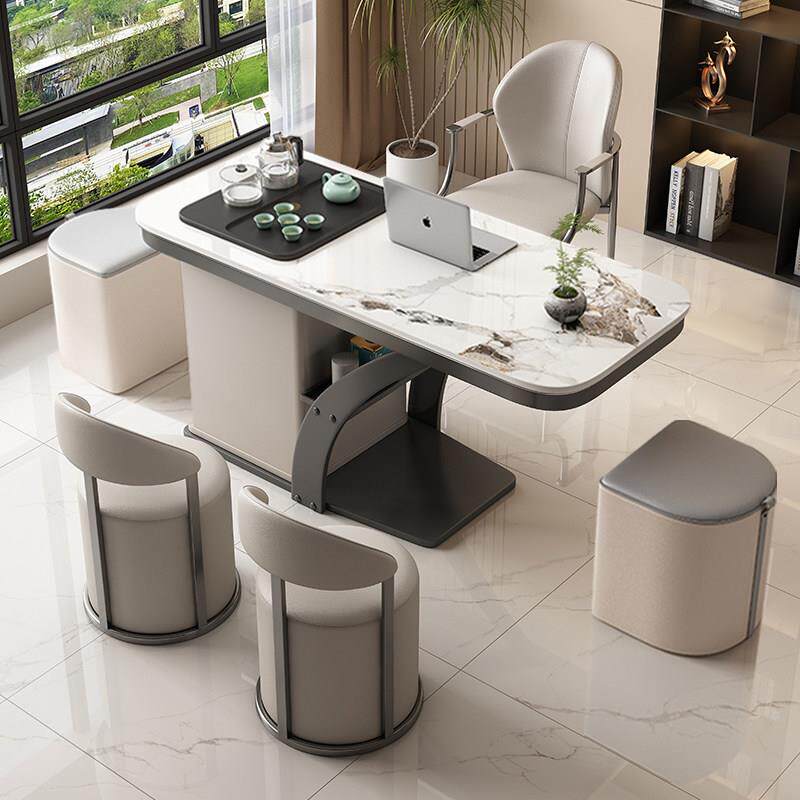 轻奢岩板阳台茶桌椅组合现代小户型茶几客厅家用小茶台烧水壶一体