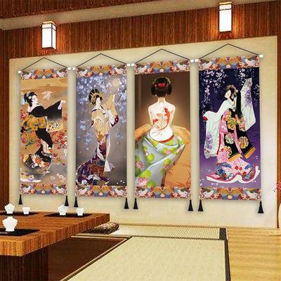 日式浮世绘仕女图挂画和风店铺玄关背景布艺画卧室床头墙壁装饰