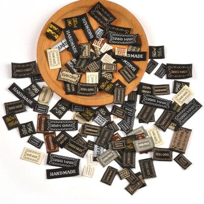 英文字母HAND MADE 黑色折边布标DIY布贴服饰手缝小标签100个/包