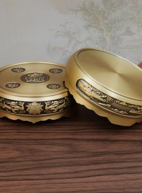 烟灰缸黄铜浮雕百福底座装饰摆件