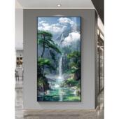 饰画 画正对门走廊过道装 画源远 画入户玄关挂画 流水生财风景画