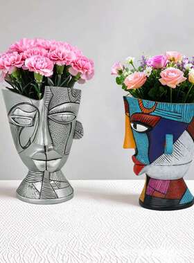 跨境新款现货创意树脂家居摆件迷魅抽象花盆系列花园庭院客厅摆件