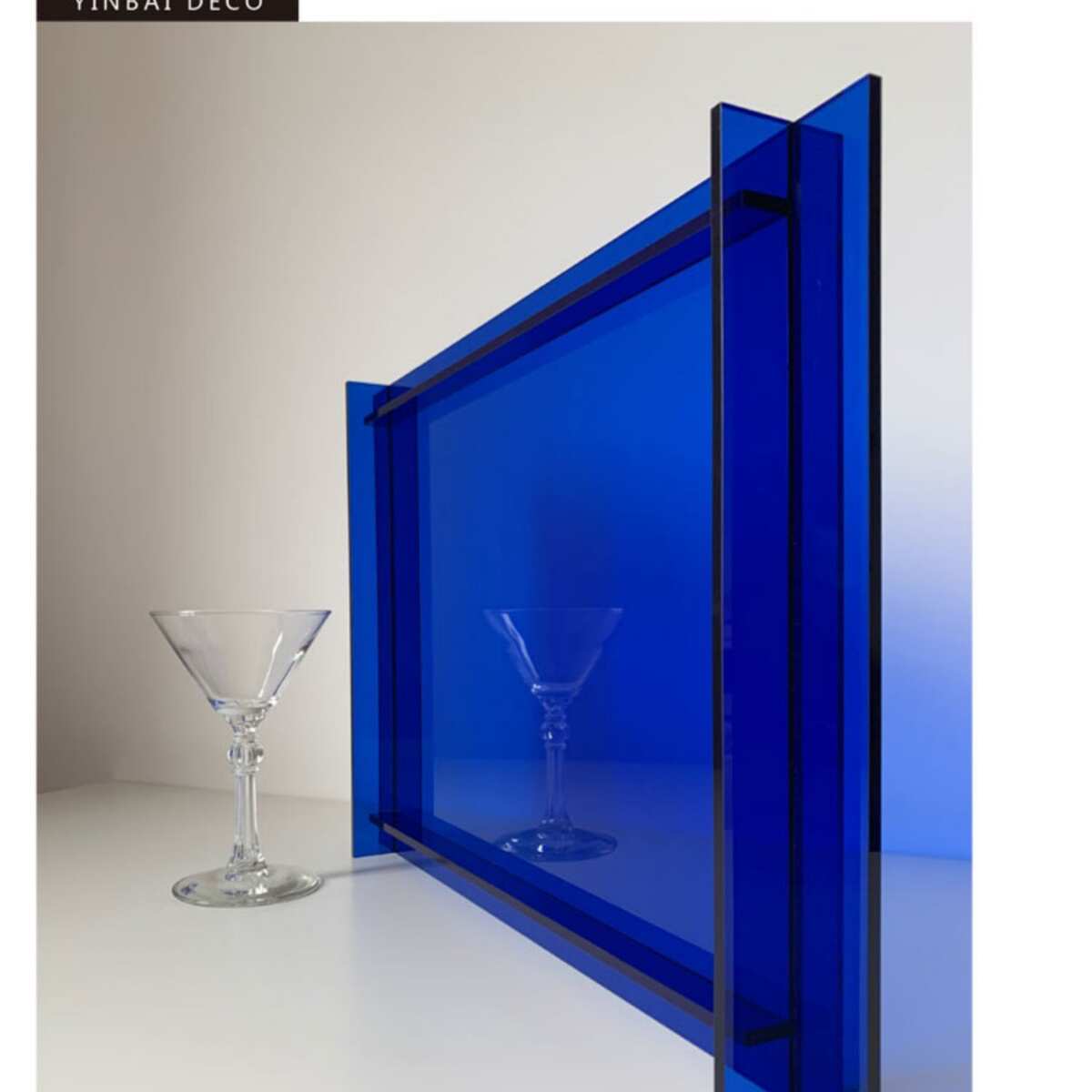 家居摆件批发蓝色极简现代结构亚克力托盘收纳摆件家居饰品