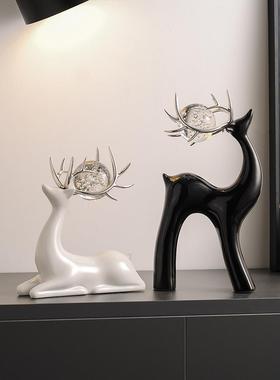 术创意水晶球陶瓷鹿摆件轻奢客厅电视柜酒高柜家居85380127装档饰