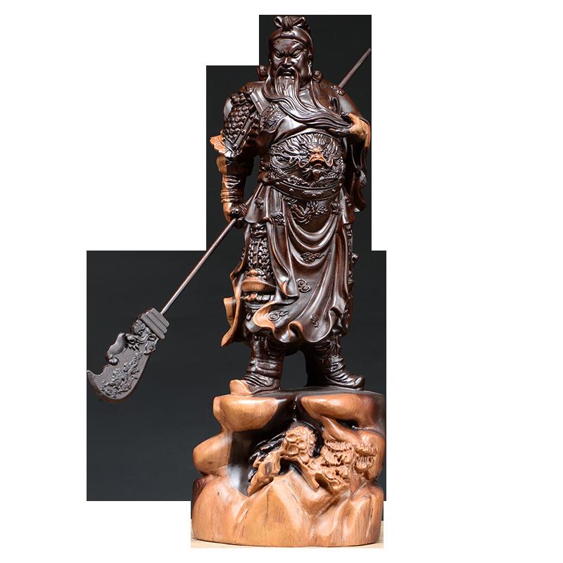 黑檀木雕关公像摆件大号仿古实木武财神关二爷工艺品家居饰品摆设