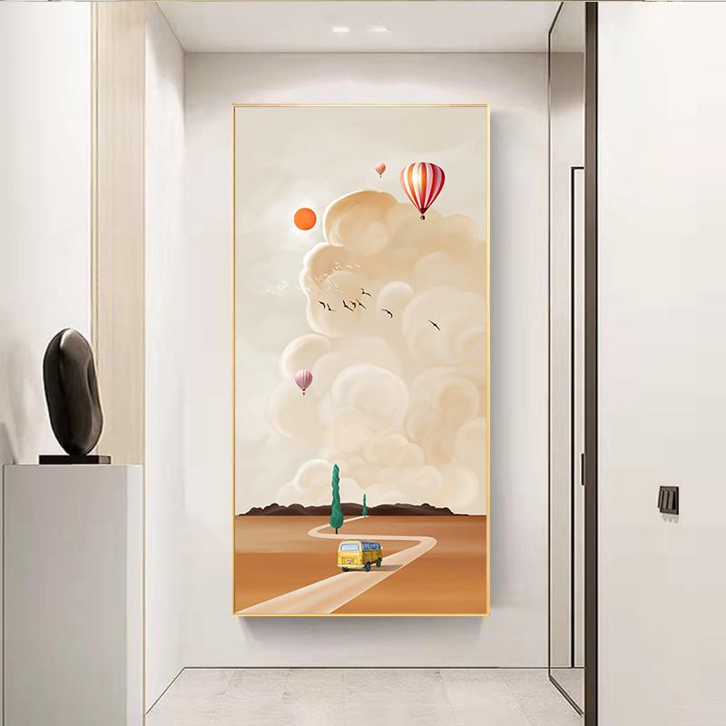 北欧玄关装饰画温馨风景入户走廊过道壁画竖版现代简约玄幻挂画图片
