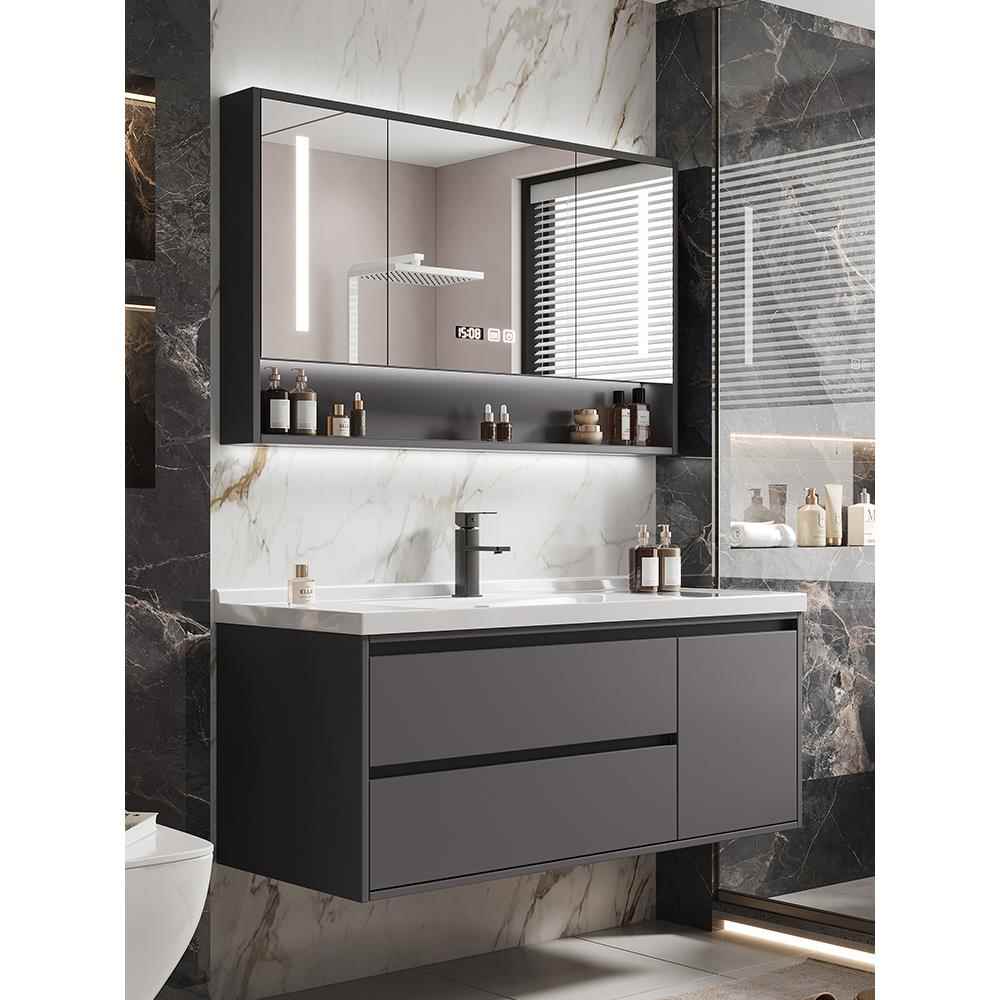 浴室柜组合一体盆陶瓷智能轻奢洗手盆洗脸池卫生间简约洗漱台盆柜