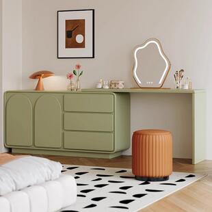 法式中古风实木梳妆台斗柜一体轻奢复古大小互户型卧室化妆收纳柜