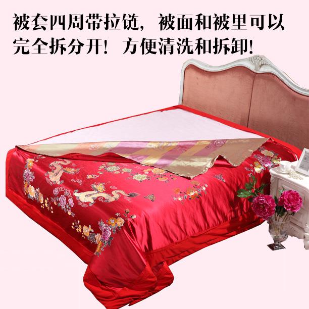 结婚被子喜被棉花被新婚庆大红绿手工棉被子孙丝绸织锦缎百子陪嫁