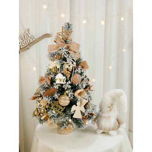 christmas tree圣诞装饰金色积雪圣诞树小型桌上家用高品质感