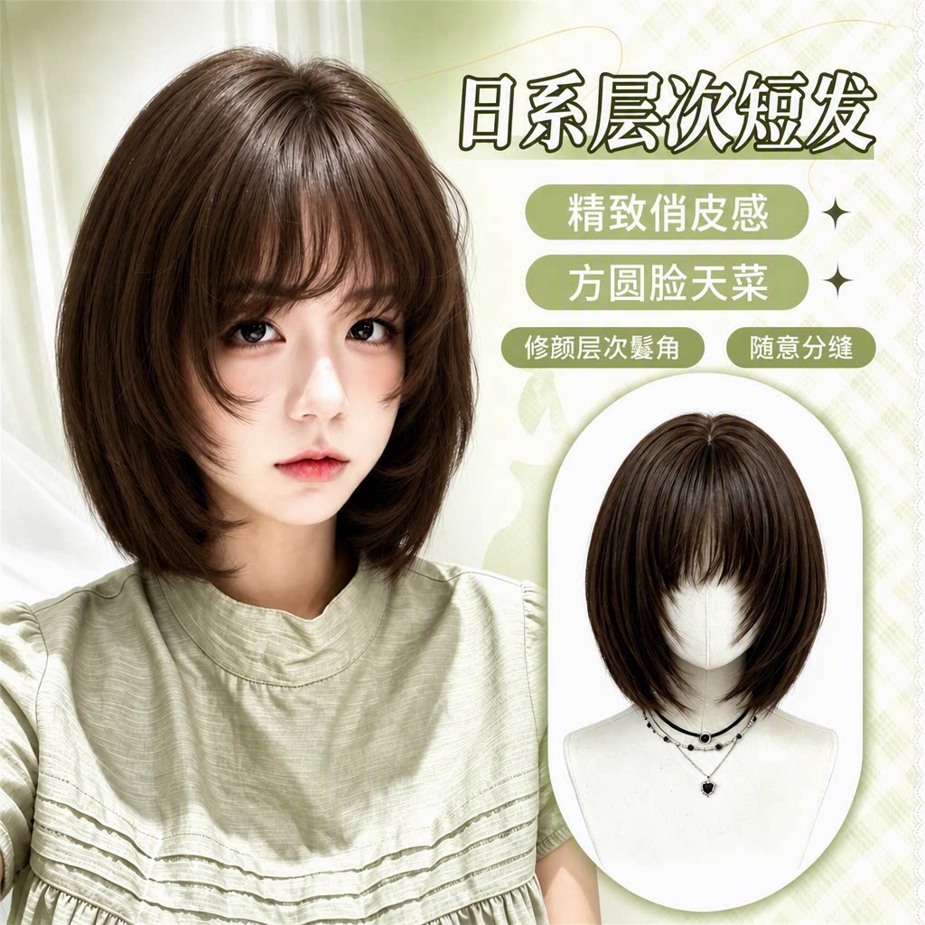 短发假发女日系高层次波波头可爱图片